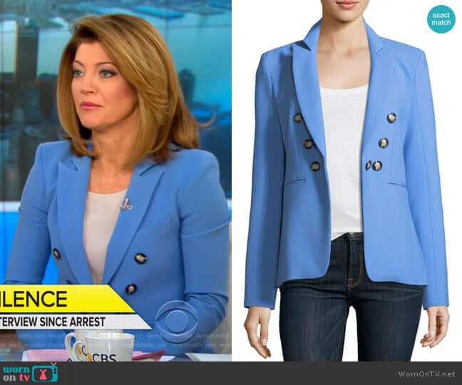Veronica Beard Colson Peak-Lapel Blazer worn by Norah O'Donnell on CBS Mornings