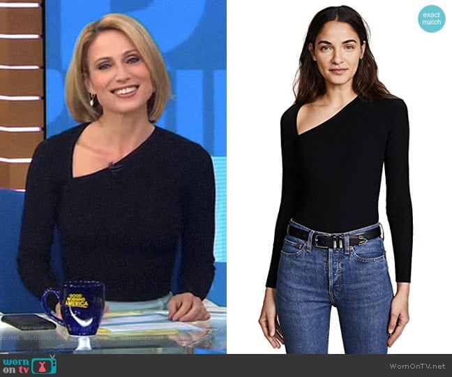 Cushnie Et Ochs Vivian Long Sleeve Bodysuit worn by Amy Robach on Good Morning America