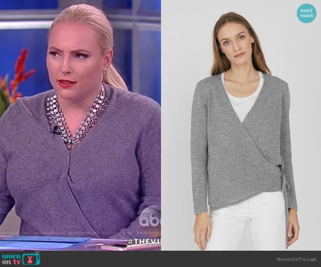 Cuyana Merino Cashmere Wrap Cardigan worn by Meghan McCain on The View