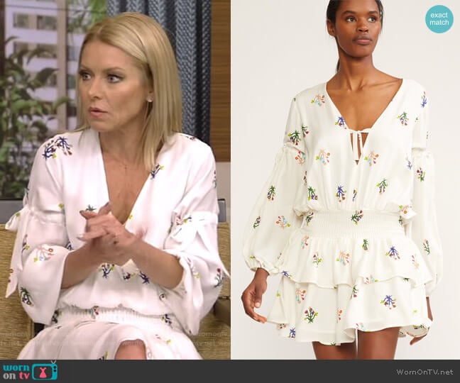Cynthia Rowley Celia Smocked Waist Mini Dress worn by Kelly Ripa on Live with Kelly and Mark