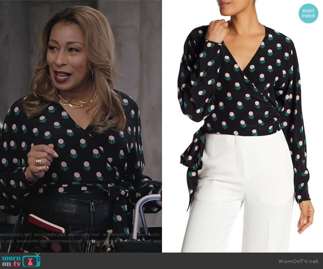 Diane von Furstenberg Floral Silk Wrap Blouse worn by Julia (Tamara Tunie) on Dietland