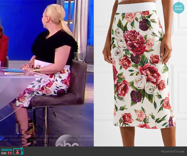 Dolce & Gabbana Floral-print cady midi skirt worn by Meghan McCain on The View