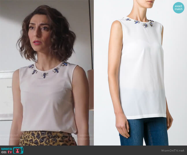 Dolce & Gabbana Dragon Fly Tank Top worn by Delia (Necar Zadegan) on Girlfriends Guide to Divorce