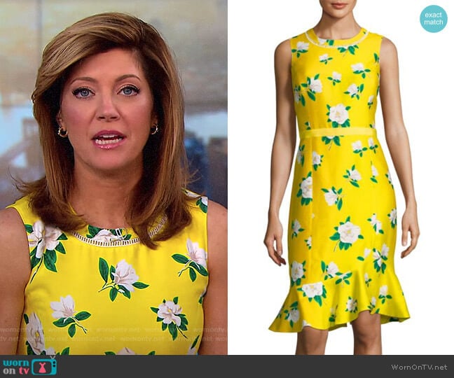 Draper James Magnolia Ruffle Shift Dress worn by Norah O'Donnell on CBS Mornings