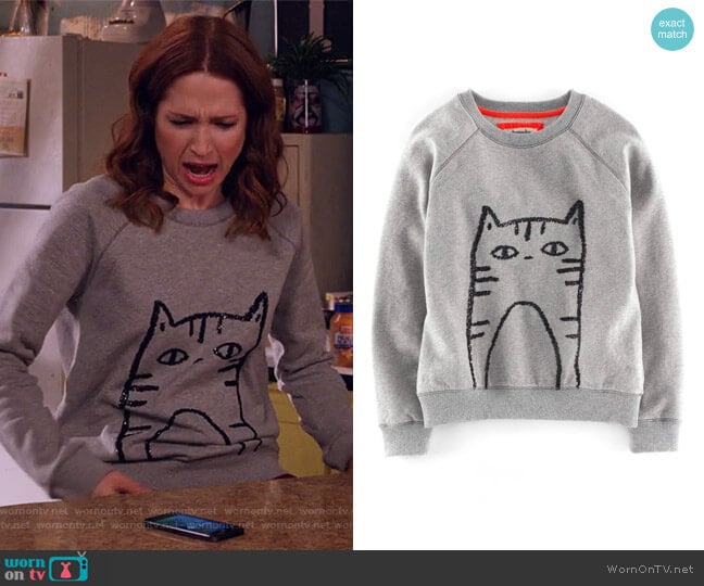 Boden Elle Sequin Sweatshirt worn by Kimmy Schmidt (Ellie Kemper) on Unbreakable Kimmy Schmidt