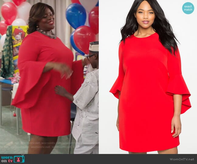 Eloquii Flounce Sleeve Shift Dress worn by Barbara (Retta) on Girlfriends Guide to Divorce