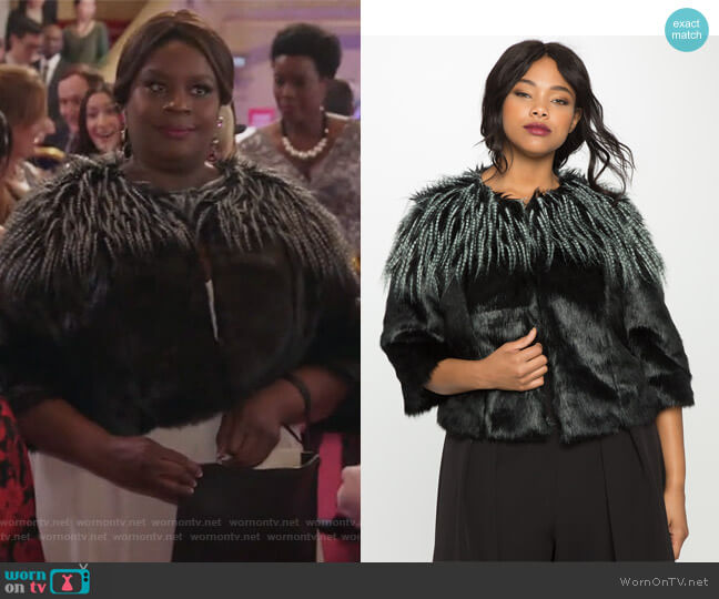 Eloquii Studio Mixed Faux Fur Jacket worn by Barbara (Retta) on Girlfriends Guide to Divorce
