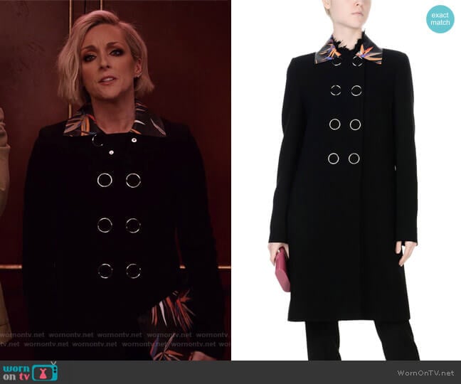 Emilio Pucci Double Breasted Pea Coat worn by Jacqueline Voorhees (Jane Krakowski) on Unbreakable Kimmy Schmidt