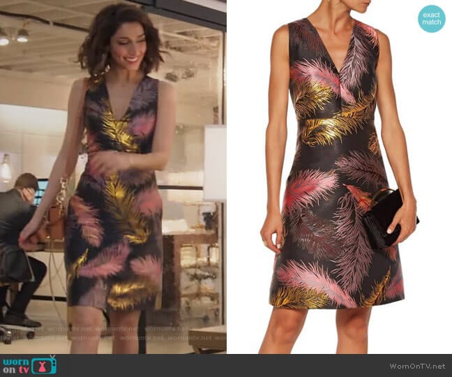 Emilio Pucci Metallic jacquard mini dress worn by Delia (Necar Zadegan) on Girlfriends Guide to Divorce
