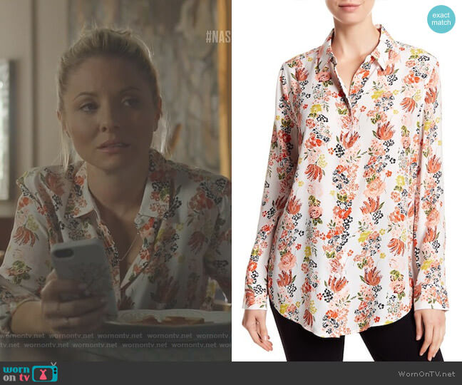 Equipment Essential Floral Silk Button Down Blouse worn by Jessie Caine (Kaitlin Doubleday) on Nashville