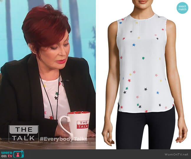 Equipment Lyle Print Silk Top worn by Sharon Osbourne on The Talk