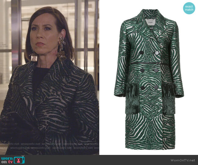 Fendi Double Breasted Zebra Coat worn by Diana Trout (Miriam Shor) on Younger