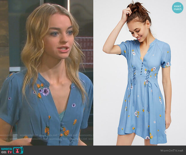 Free People Dream Girl Mini Dress worn by Claire Brady (Olivia Keegan) on Days of our Lives