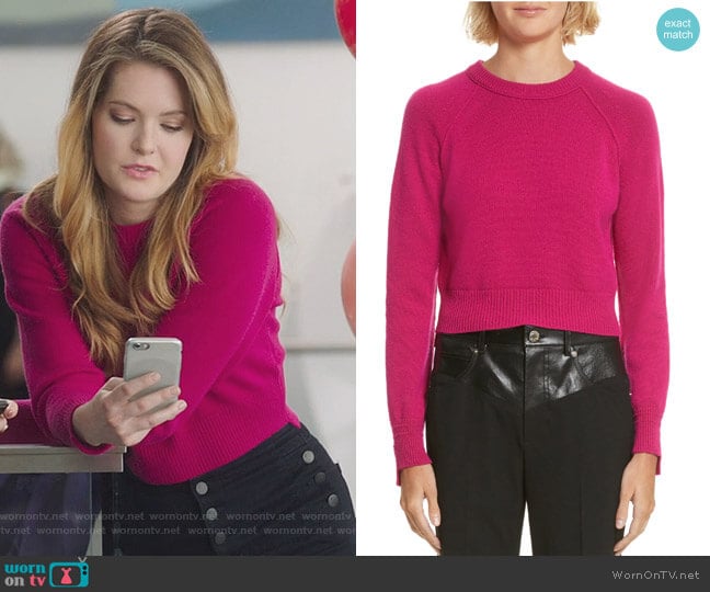 Helmut Lang Cashmere Crop Sweater worn by Sutton (Meghann Fahy) on The Bold Type