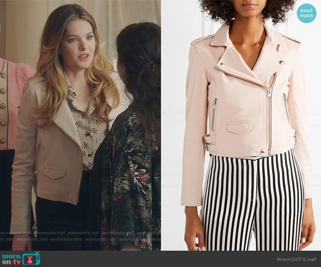 IRO Ashville leather biker jacket worn by Sutton (Meghann Fahy) on The Bold Type