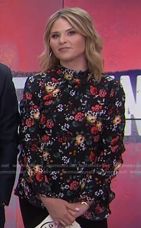 Jenna’s black floral mock neck top on Today