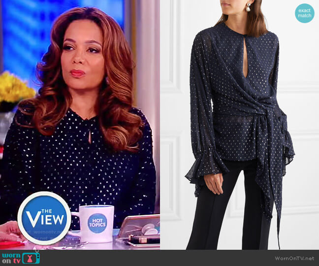 Jonathan Simkhai Embellished chiffon blouse worn by Sunny Hostin on The View