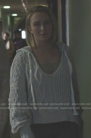 Juliette’s white cable knit hoodie on Nashville
