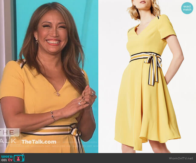 Karen Millen Belted Midi Dress worn by Carrie Inaba on The Talk