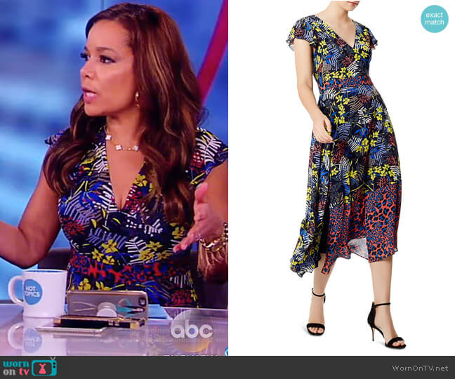 Karen Millen Mixed Print Lace-Up Midi Dress worn by Sunny Hostin on The View