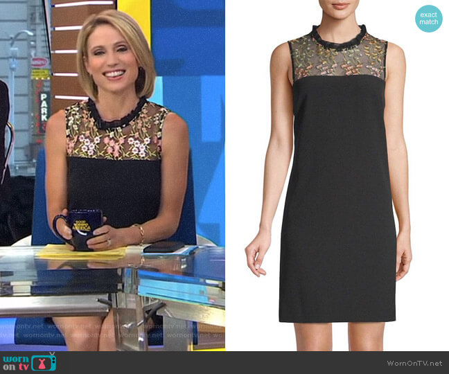 Karl Lagerfeld Embroidered Sheath Dress worn by Amy Robach on Good Morning America