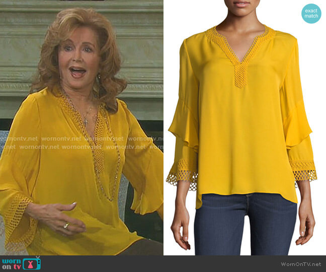 Kobi Halperin Adreanna Eyelet Silk Top worn by Maggie Horton (Suzanne Rogers) on Days of our Lives