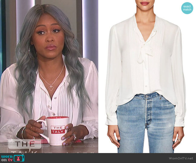 LAgence Brook Silk Tieneck Blouse worn by Eve on The Talk