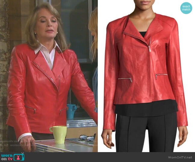 Lafayette 148 New York Caridee Leather Jacket worn by Marlena Evans (Deidre Hall) on Days of our Lives