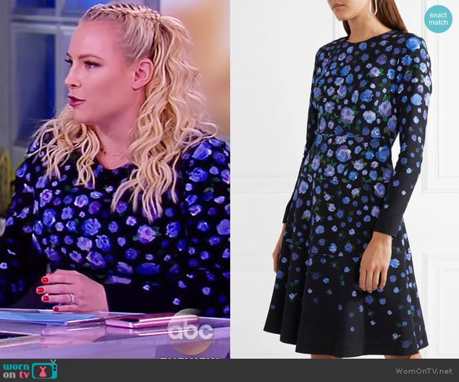 Lela Rose Floral-print crepe dress worn by Meghan McCain on The View