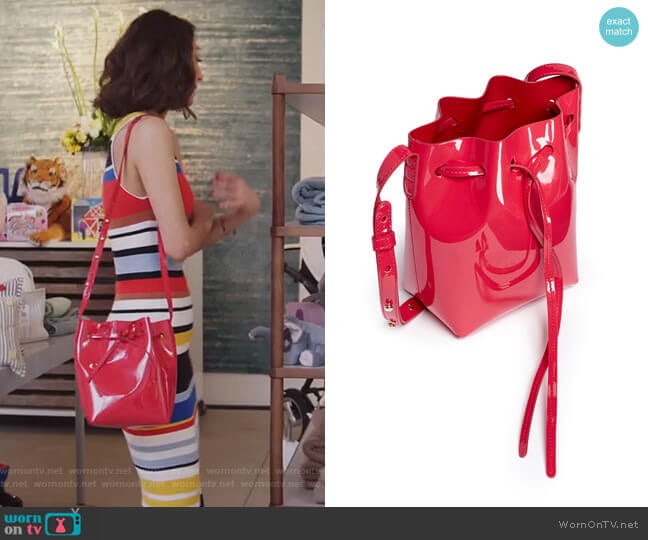 Mansur Gavriel Mini Mini Leather Bucket Bag worn by Delia (Necar Zadegan) on Girlfriends Guide to Divorce