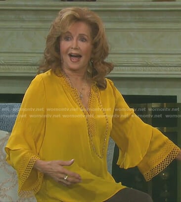 Maggie’s yellow ruffle sleeve blouse on Days of our Lives