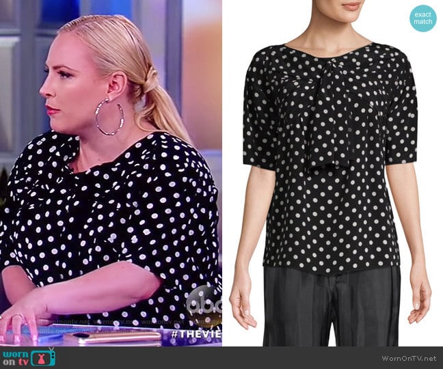 Marc Jacobs Silk Polka Dot Bow Top worn by Meghan McCain on The View