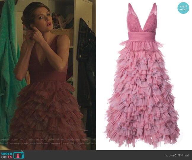 Marchesa Notte Ruffled A-Line Gown worn by Sutton (Meghann Fahy) on The Bold Type