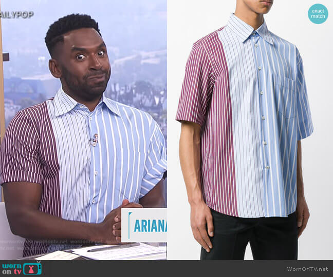 Marni Short Sleeve Striped Shirt worn by Justin Sylvester on E! News