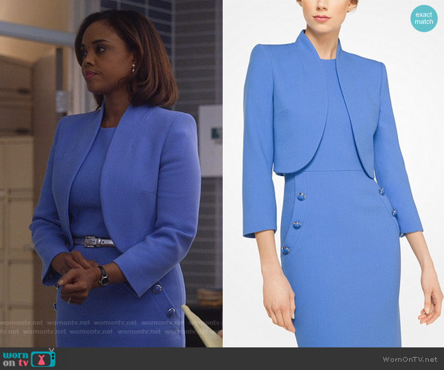 Michael Kors Stretch Bouclé-Crepe Bolero Jacket worn by Jasmine Gooden (Sharon Leal) on Instinct