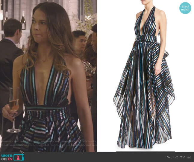 Milly Angie Striped Organza Halter Gown worn by Liza Miller (Sutton Foster) on Younger