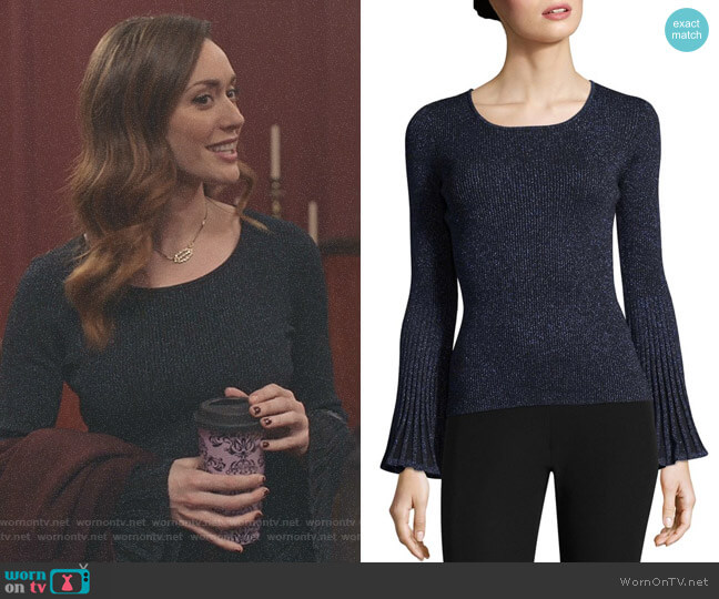Milly Metallic Rib Sweater worn by Abigail Pershing (Sarah Power) on Good Witch