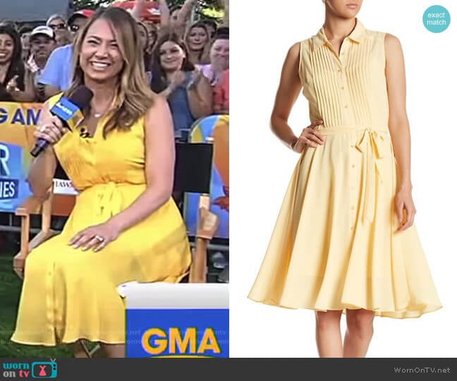 NANETTE Nanette Lepore Sleeveless Pleated Upper Dress worn by Ginger Zee on Good Morning America