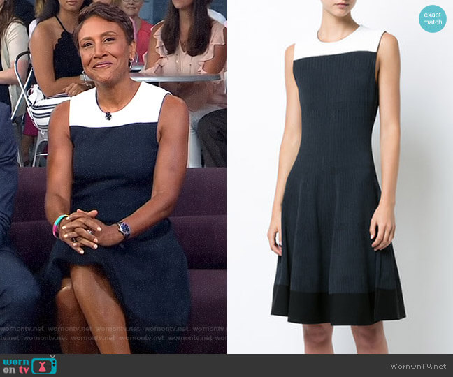 Narciso Rodriguez Flared Knitted Dress worn by Robin Roberts on Good Morning America