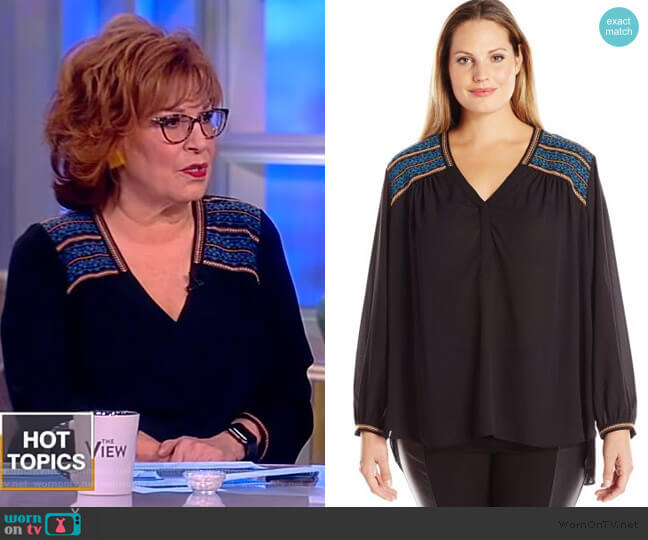 NYDJ Long Sleeve Blouse with Shoulder Embroidery worn by Joy Behar on The View