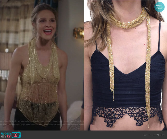 Natalia Fedner Design Stretch Chainmaille Scarf worn by Phoebe Wells (Beau Garrett) on Girlfriends Guide to Divorce