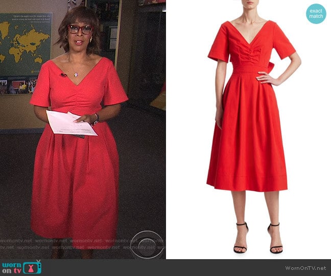 Oscar de la Renta Bow-Back A-Line Dress worn by Gayle King on CBS Mornings