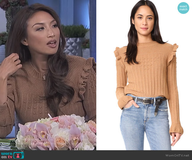 Otto dame Maglia Ruffle Sweater worn by Jeannie Mai on The Real