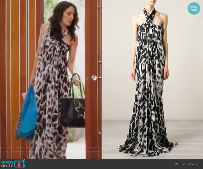Plein Sud Animal print halterneck long dress