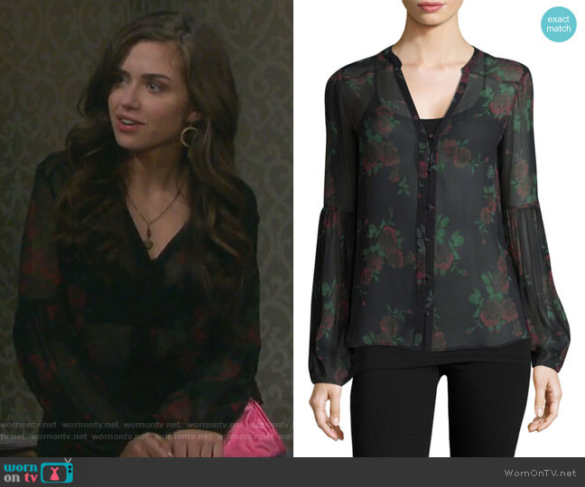 Paige Emilia Floral-Print Silk Blouse worn by Ciara Brady (Victoria Konefal) on Days of our Lives