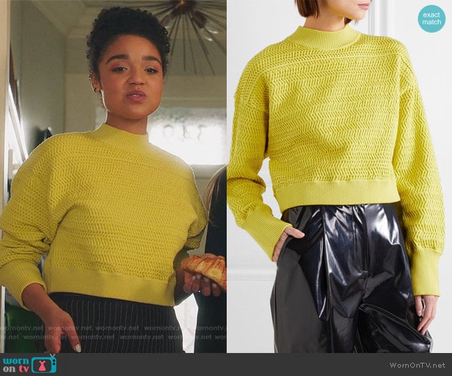 3.1 Phillip Lim Cropped knitted sweater worn by Kat Edison (Aisha Dee) on The Bold Type