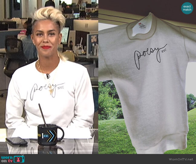 Poesy NYC Organic Cotton Sweatshirts worn by Sibley Scoles on E! News