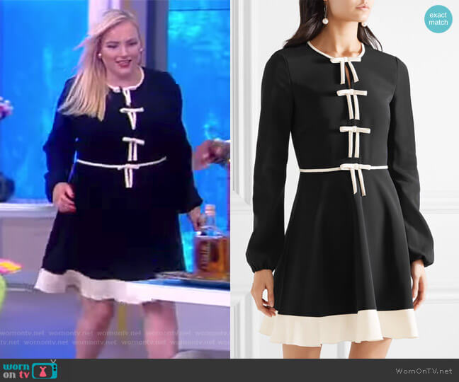 RED Valentino Bow-embellished stretch-crepe mini dress worn by Meghan McCain on The View