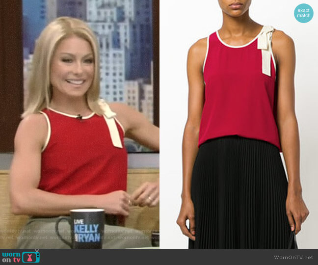 RED Valentino Lace Up Detail Tank Top worn by Kelly Ripa on Live with Kelly and Mark