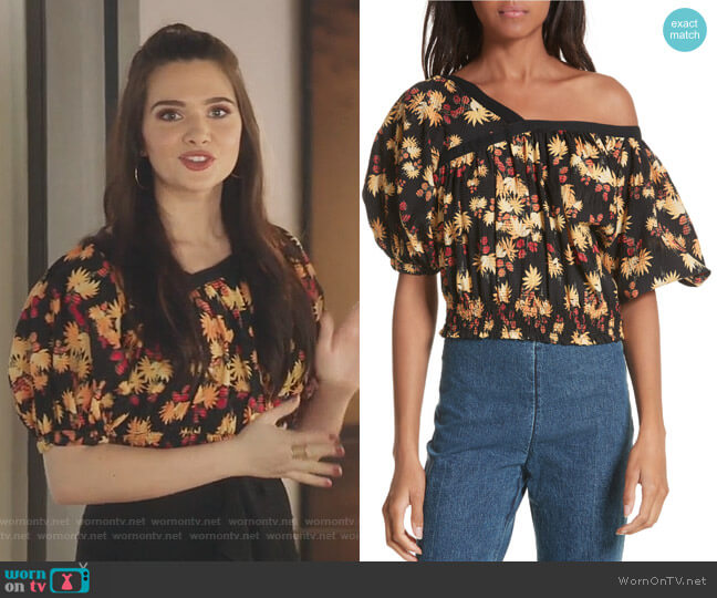 Rachel Comey Delirium Silk & Stretch Cotton Off the Shoulder Top worn by Jane Sloan (Katie Stevens) on The Bold Type